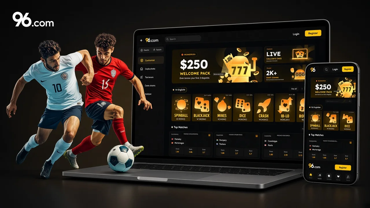 96.com sports betting and casino homepage hero